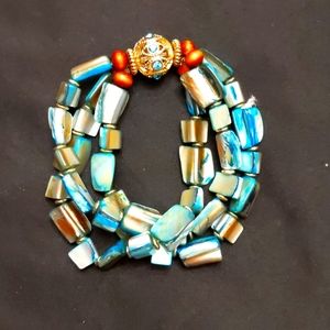 Shell Turquoise Crystal teal Bracelet
